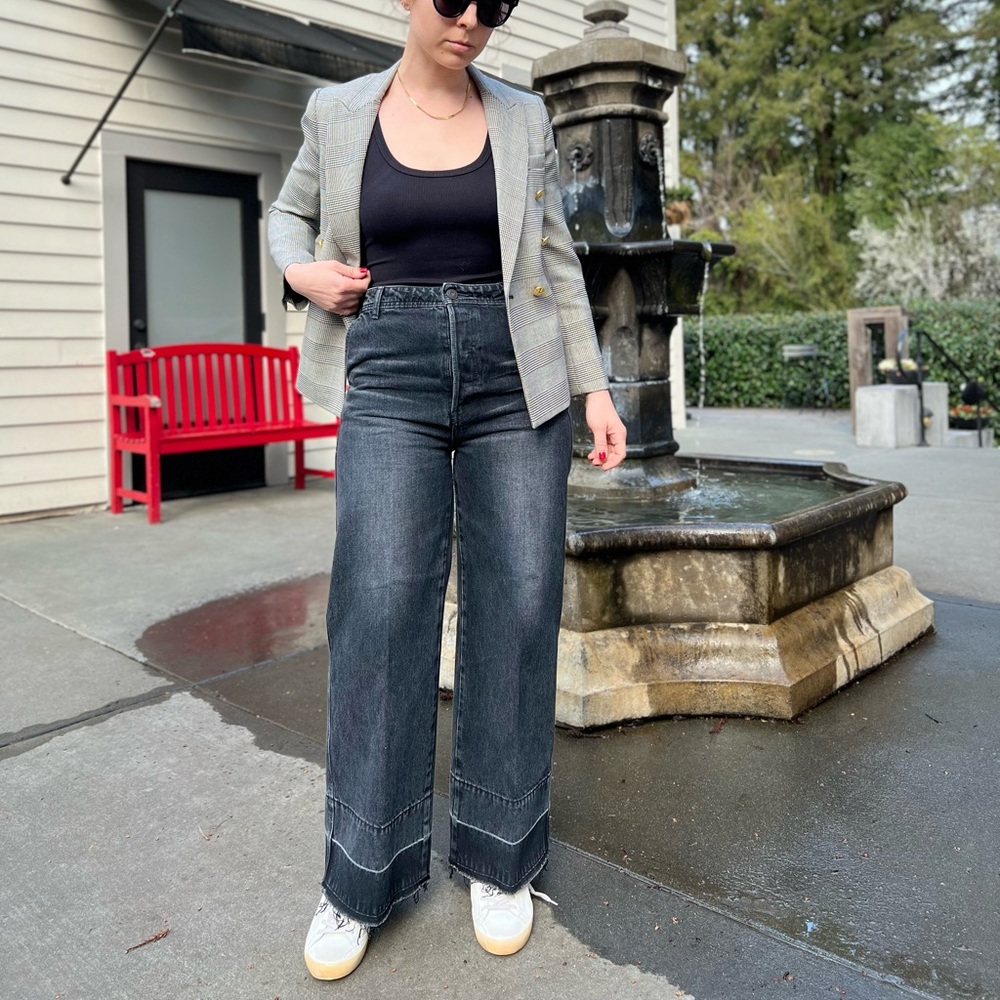 Moussy Dark Blue Flare & Wide Leg Jeans